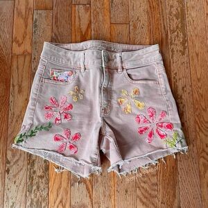 pink quilted reworked embroidered American Eagle Outfitters shorts